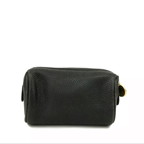 AUTH CHANEL CC Logo Caviar Skin Cosmetic Pouch Mini Bag - Picture 4 of 7